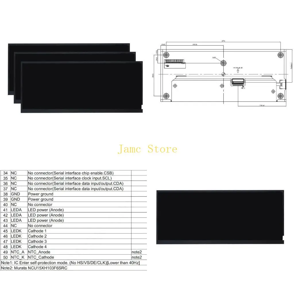 

LX0B 12.3'' LVDS LCD Display Module Screen 1920x720 Resolution Onboard Driver Wide Temperature HSD123JPW4-A10