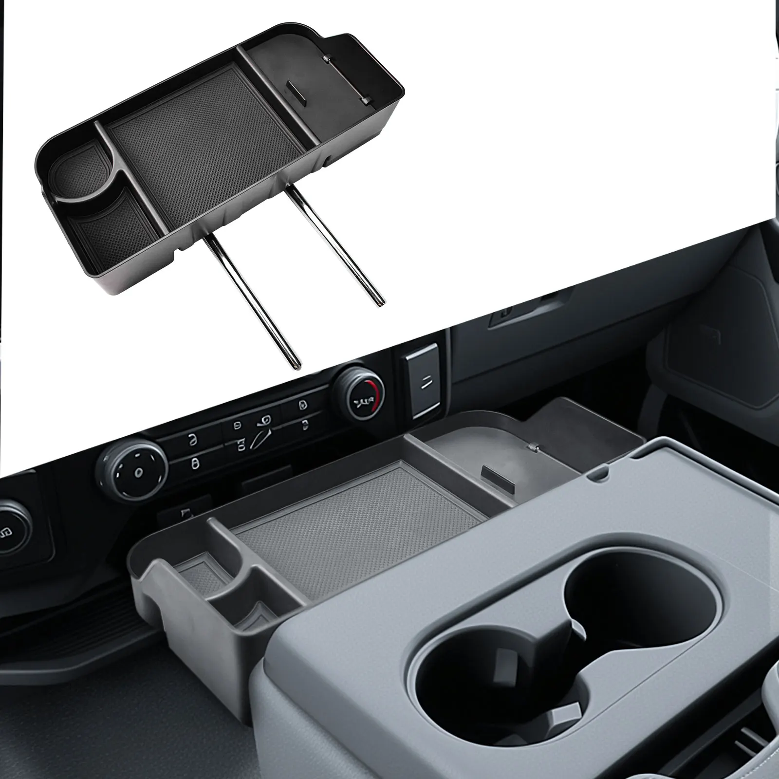 

Front Center Seat Headrest Organizer for 2011-2023 2024 2025 Ford F150 F250 F350 F450 F550 F650 Armrest Storage Cup Holder Tray