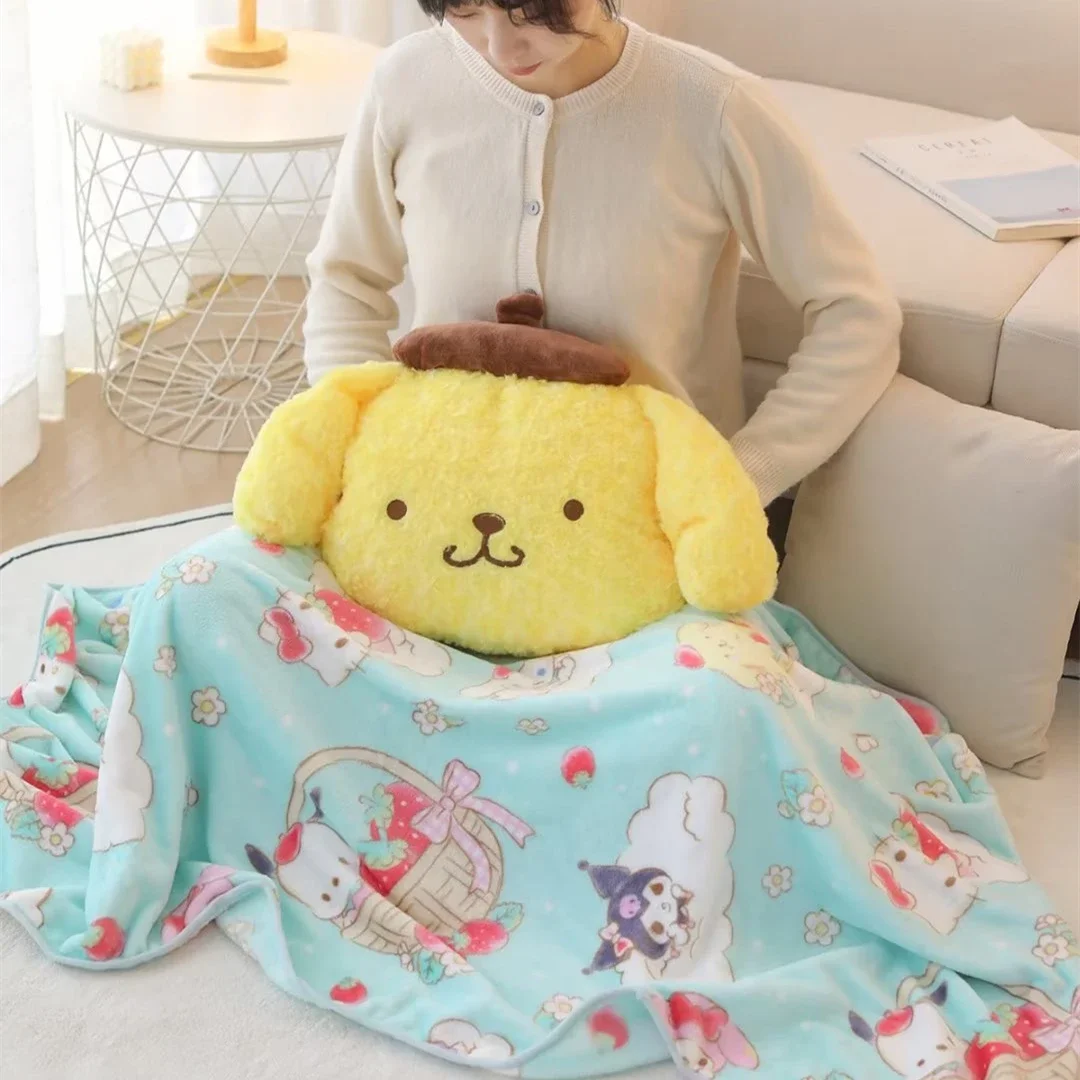 Japanese Style Headrest Seat Belt Cover For Car Pom Pom Purin Plush Toy Cute Stuffed Anime Dog Pillow Back Cushion Hug Plushies