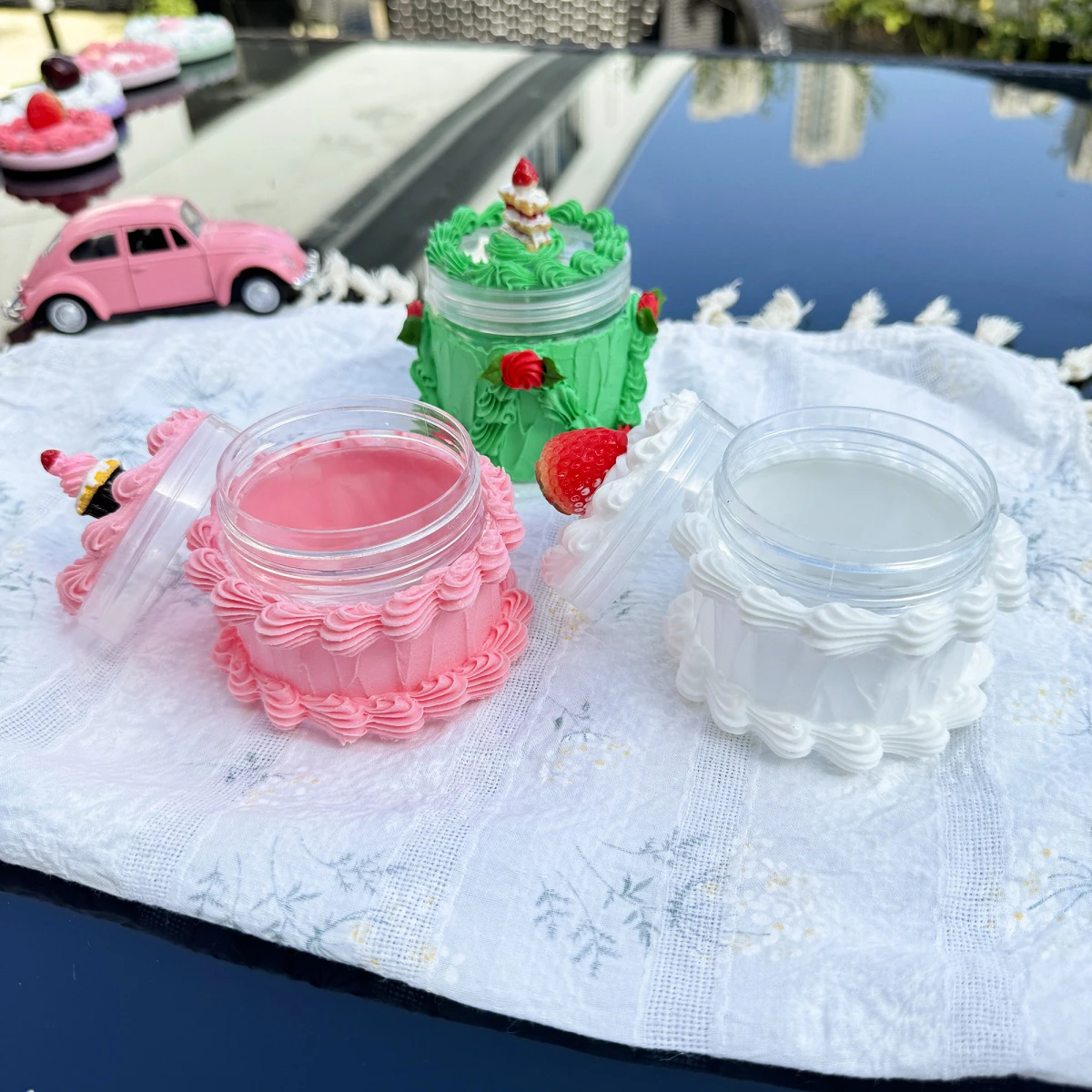 7oz/6oz  plastic thread storage tank Fake Cake Screw Top Jar  Sugar Canisters  Air-Tight  Kitchen Organisation  Cooking gift