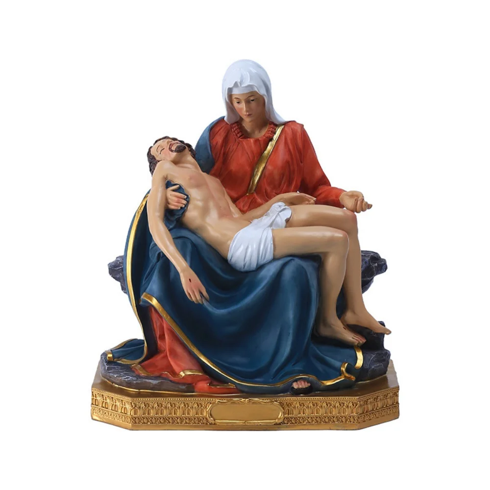 8\  Mother Madonna with Jesus Christ After Crucifixion Resin Statue Figurines Ornament Church Gift Home Decoration