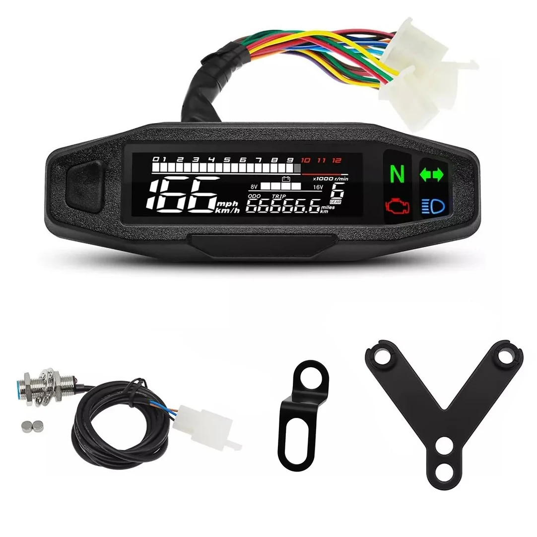 

Motorcycle Digital Gauge Speed Tachometer LCD Universal for Yamaha Honda Sukuzi Kawasaki HD Turn Signal Indicator Oil Gauge