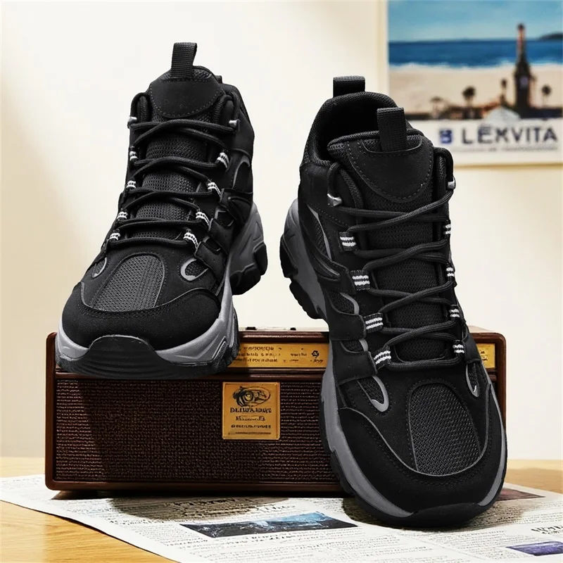 

Thick-soled Height-increasing Turping-heeled High-top Casual Sports Shoes Outdoor Commuting Versatile Lace-up Hiking Shoes