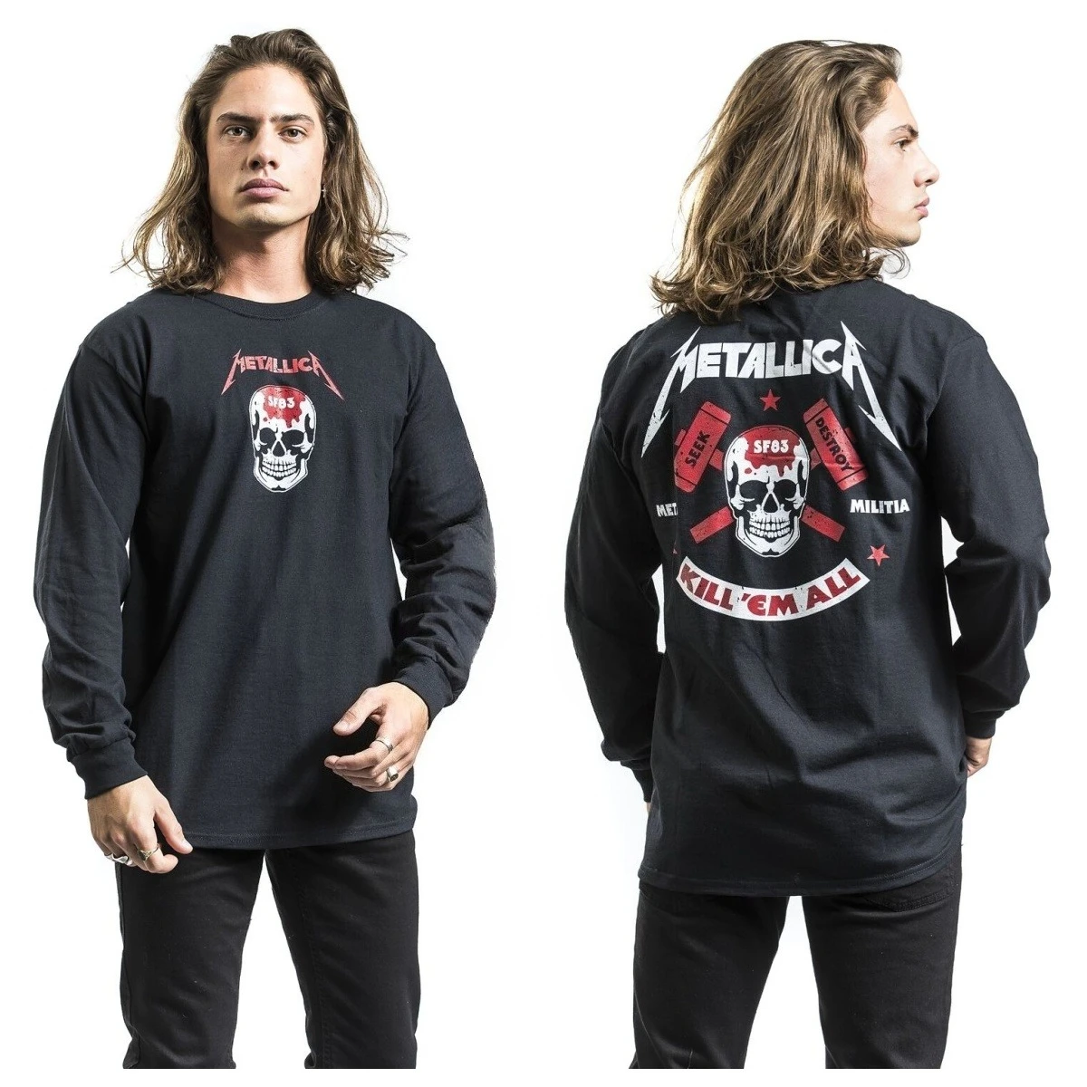 Kill 'Em All - Skull _ Metallica هوديي بأكمام طويلة لخريف وشتاء 2026 فاخر عالي الجودة لكل من الرجال والنساء Y2k #1