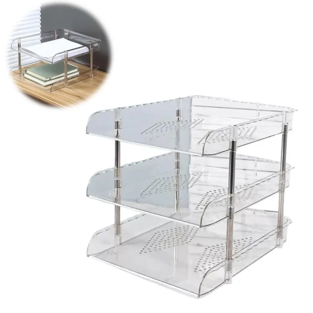 Acrylic Document Tray, Stackable Transparent Layers PET File Rack, Space Saving Office Supplies Organizer for A4 And Stationery