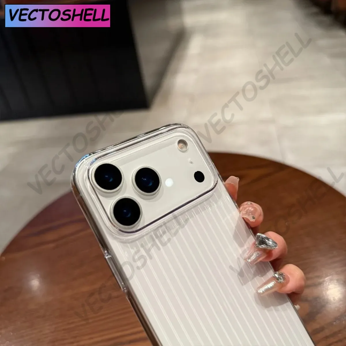 17 Pro Max Luxury Transparent Corrugated Pattern Ultra Thin Case Untuk iPhone 17 Air 16 15 14 Pro Max Plus Shockproof Soft Cover