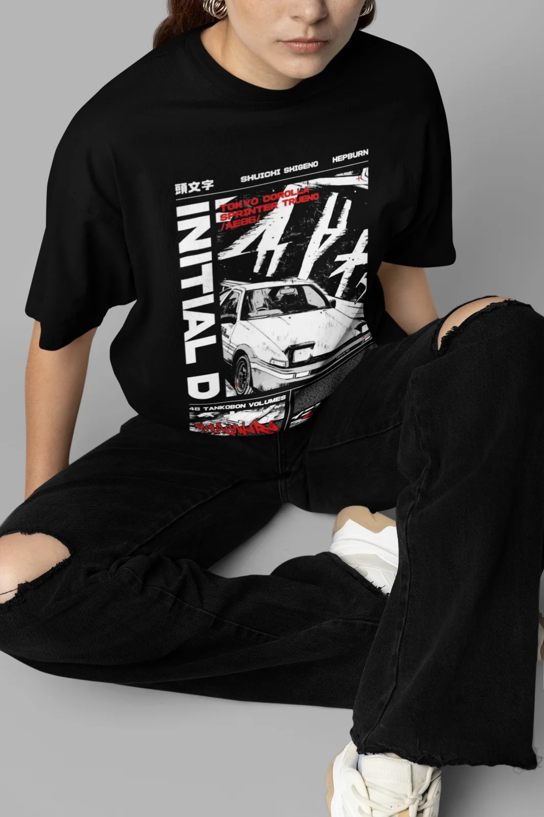 Initial D Shirt Takuma Fujiwara Tshirt Mika T-Shirt Car Anime Tee Racing Manga