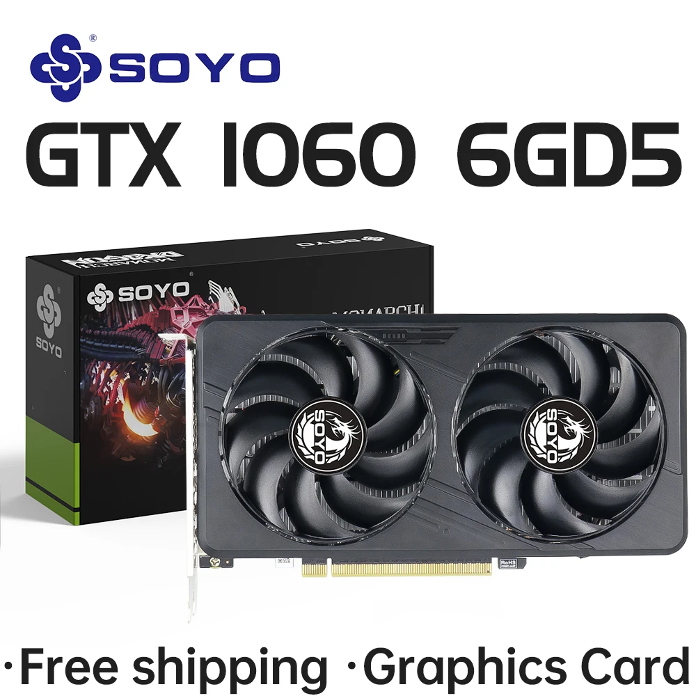 

SOYO Graphics Cards GTX1060 6G/3G DDR5 192bit HDMI compatibility+DP*2 For Desktop Gaming Computer Components GPU Video Card