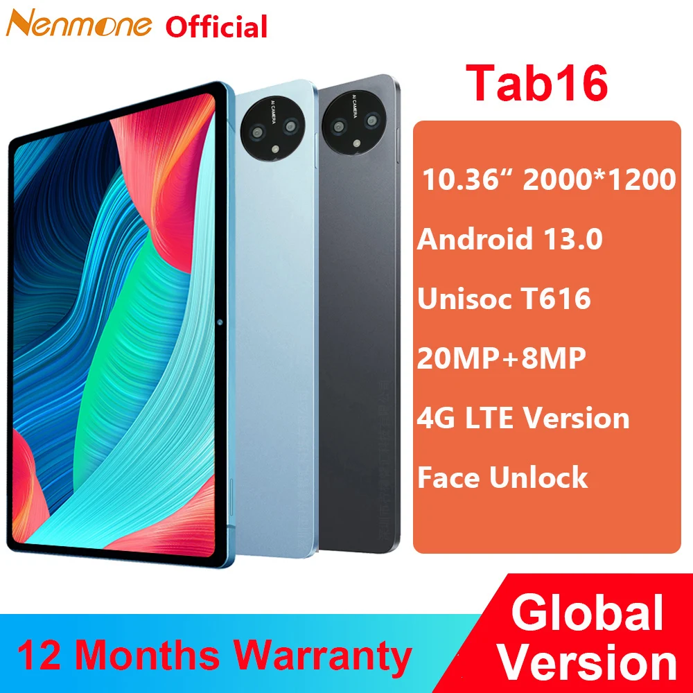 Nenmone Tab16 Unisoc T616 Tablet Android 13 4G LTE 256GB ROM Tablet 10.36