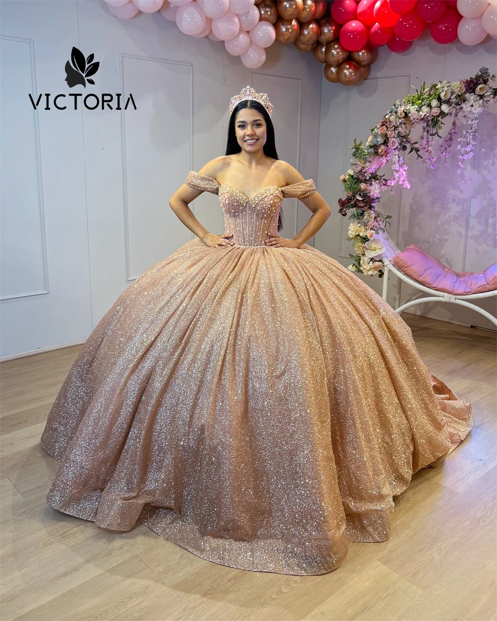 Vestido De Quinceañera rosa con cuentas simples, Vestido De fiesta De cumpleaños para niña De 15 años, Vestido De princesa dulce