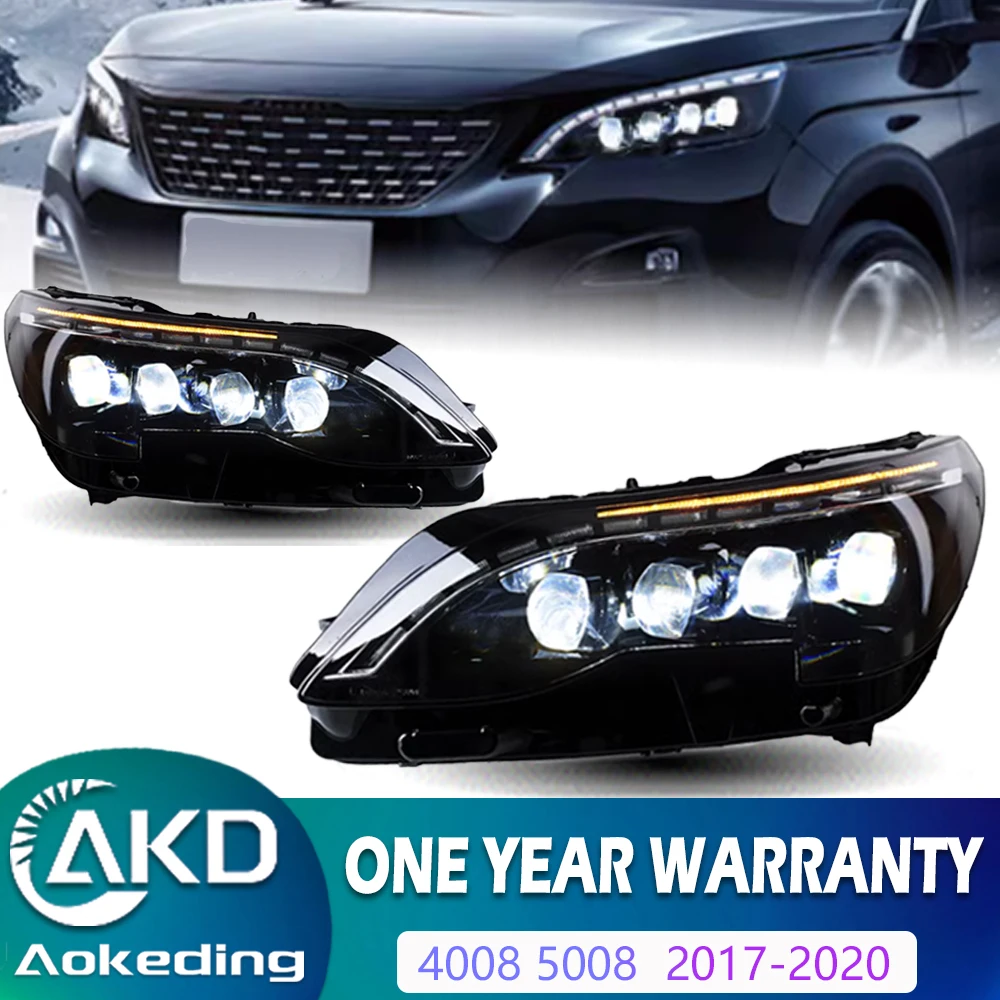 Car Styling Headlights for Peugeot 3008 5008 LED Headlight 2017-2019 Head Lamp DRL Signal Projector Lens Automotive Accessories