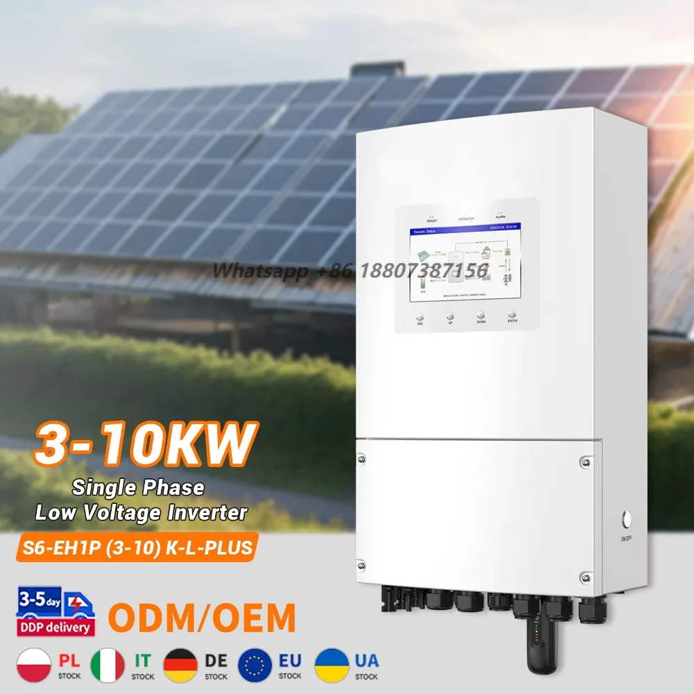 S6-EH1P (3-10) K-L-PLUS 220V Single Phase Low Voltage Solar Hybrid 3kW-10kW for Home Energy Storage