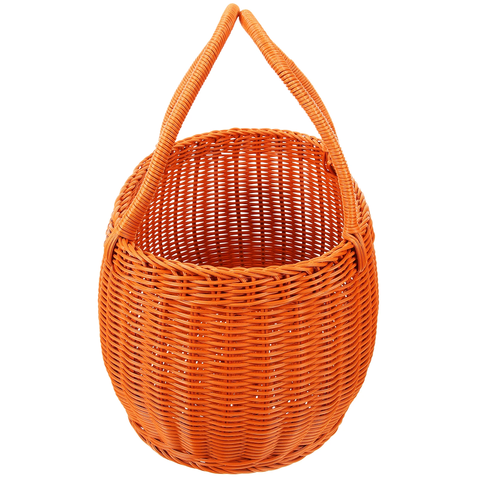 

Japanese Style Woven Basket Large Capacity Oval Picnic Basket Brown Color Texture Comfortable Handle Storage Baskets