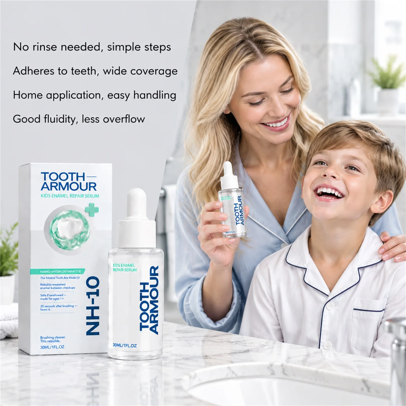 Tooth Armour NH-10 Kids Enamel Repair Serum nHAP Nano Hydroxyapatite Rebuild Weakened Enamel Anti Cavity Kids Oral Serum 30ml