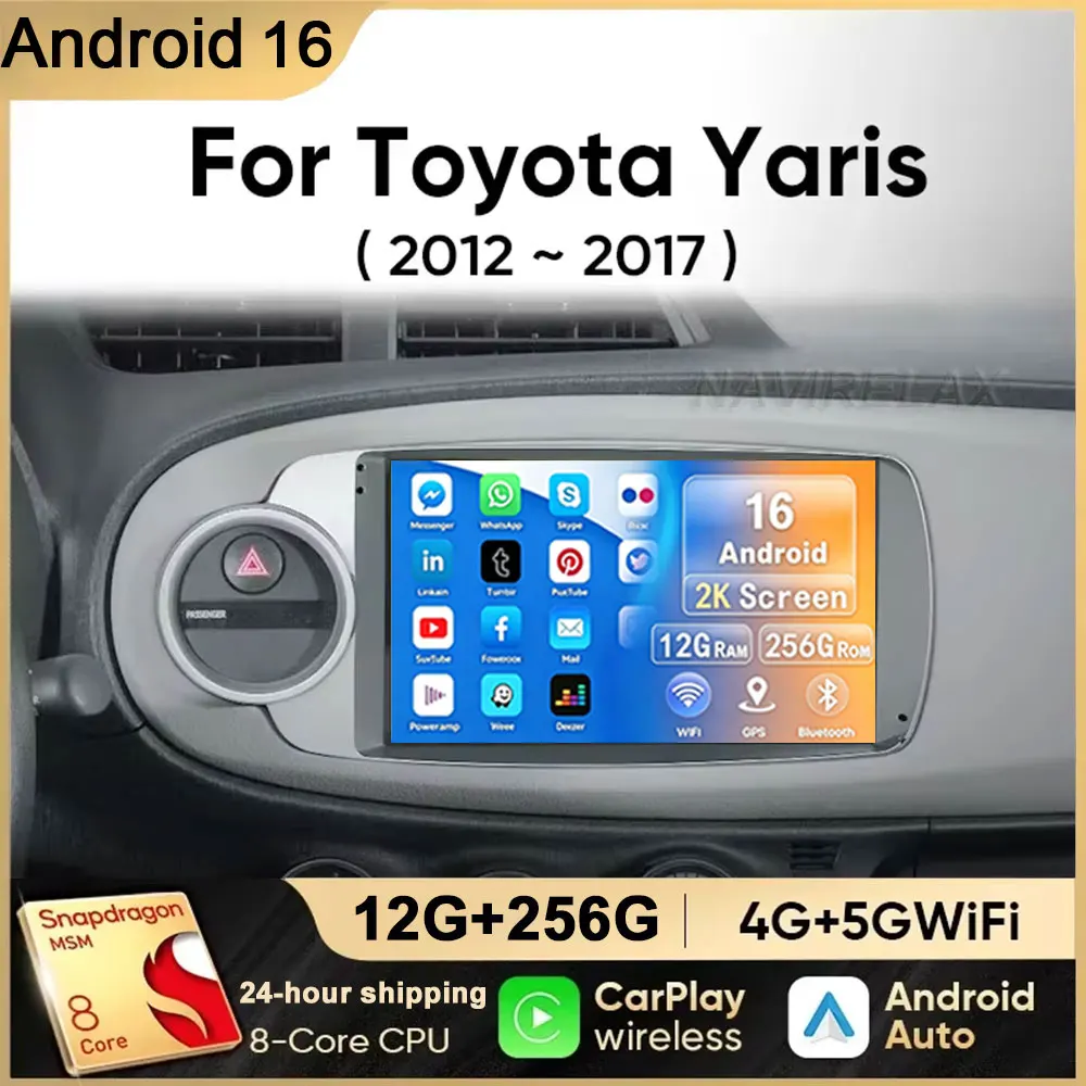 Car Android GPS Navigation For Toyota Yaris 2012 2013 2014 2015 2016 2017 General for LHD & RHD Auto Radio Multimidia Player DVD