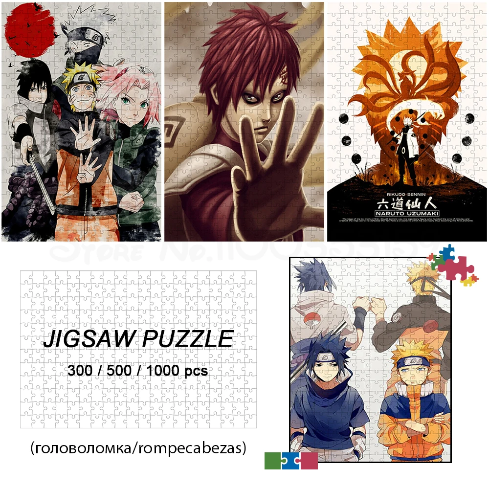 

Naruto Anime 300/500/1000 Pieces Puzzle Board Games Japanese Style Cartoon Jigsaw Puzzles Games and Puzzles Toy for Kid Restless