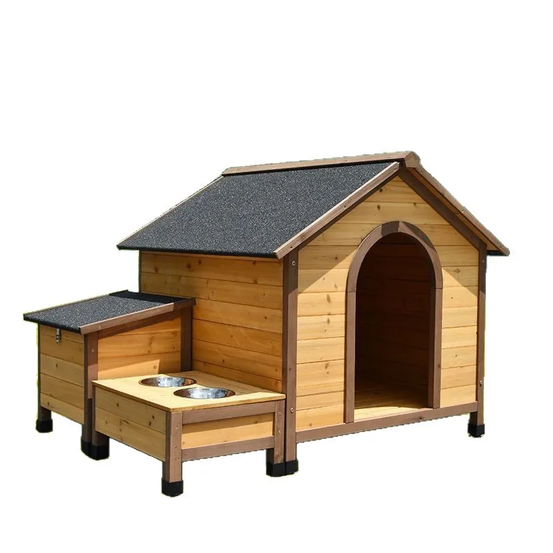 

Outdoor solid wood kennel dog house with medium and large dog direct sales windproof rainproof sunscreen