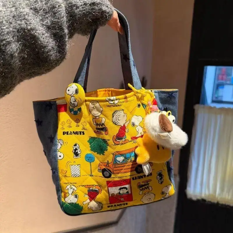 Snoopy Tote Bag Kawaii Cartoon Japanese Harajuku Style Handbag Large Capacity Mommy Bag Student Handbag Girl Gift