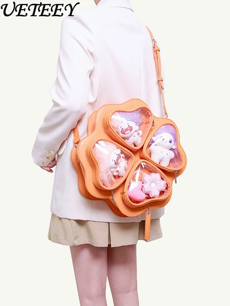 Original Heart Sweet Cute Large Capacity Single Shoulder Crossbody Backpack Solid Color Versatile School Bag Travel Backpacks