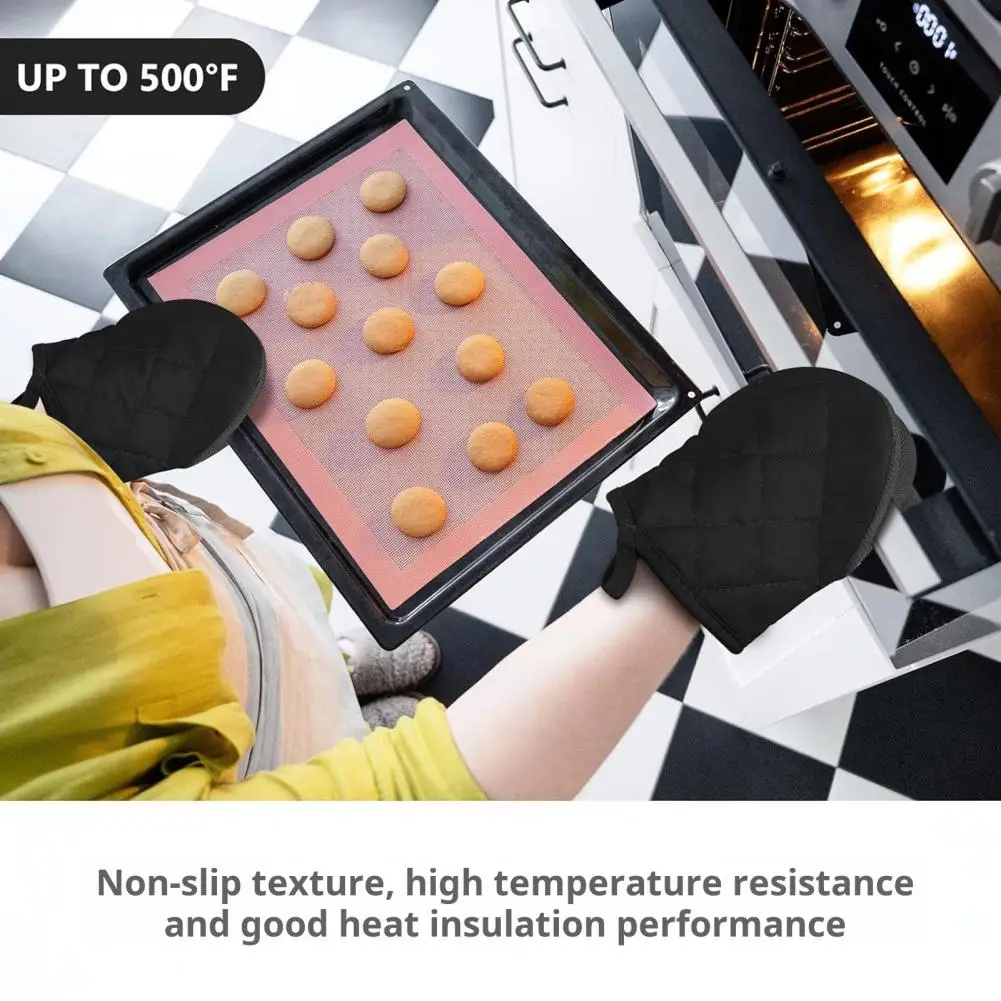 Oven Mitts with Hanging Loop 2pcs Heat Resistant Oven Mitts with Non-slip Grip Neoprene Kitchen Gloves for Baking Grilling