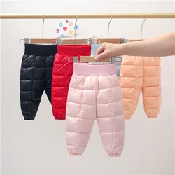 Girls Warm Down Pants Winter Boys Thick Ski Trousers Children Pants Kids Clothes Waterproof Cold Trousers 1-6 Years