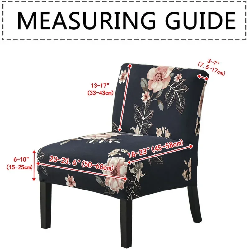 Christmas Print Accent Armless Chair Cover Single Sofa Stool Slipcover Nordic Stretch Chair Covers Elastic Couch Protector Cover