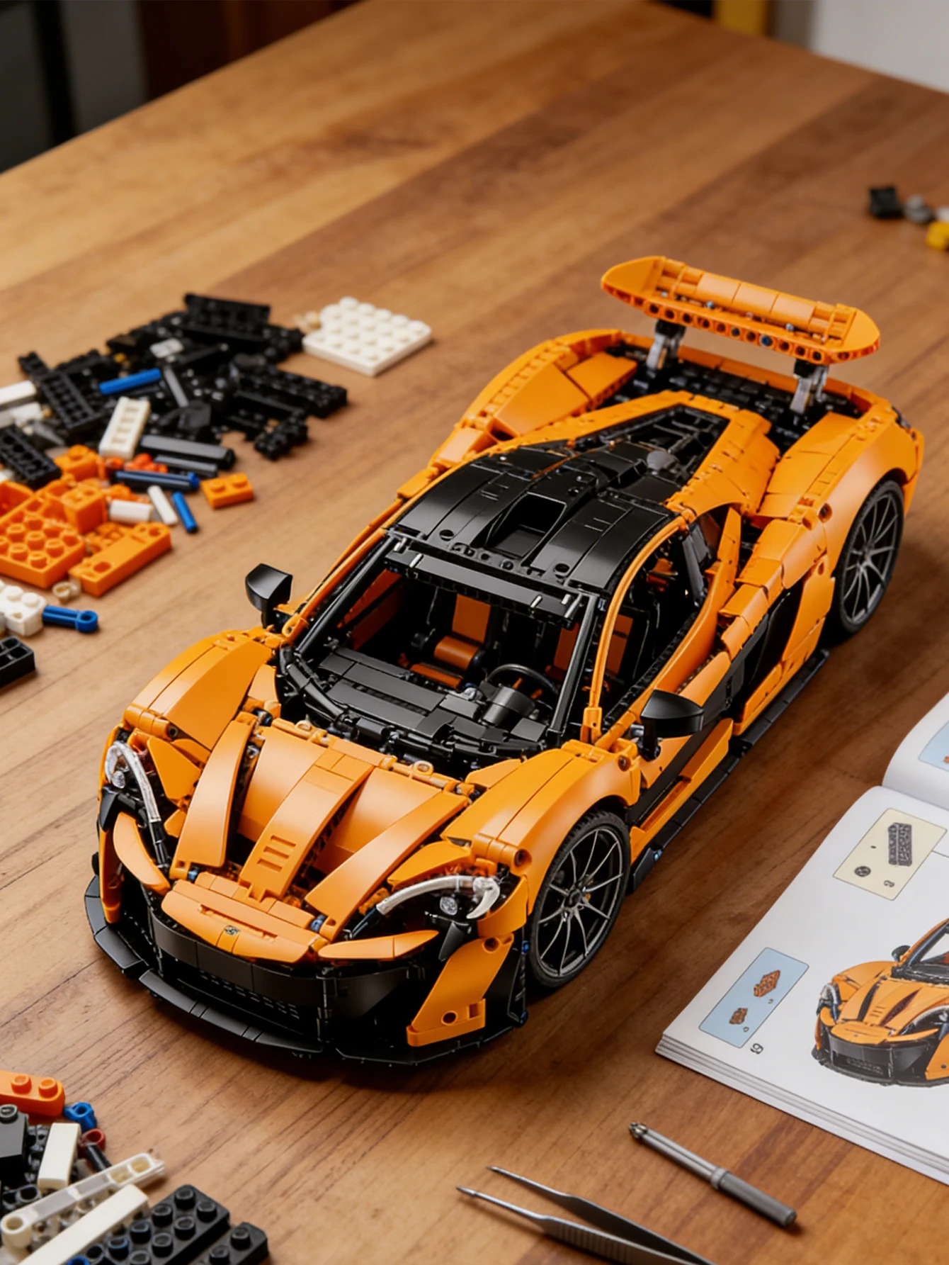 

Building block racing car Building block car Golden Beautiful tabletop wooden model car Birthday gift Gift for children