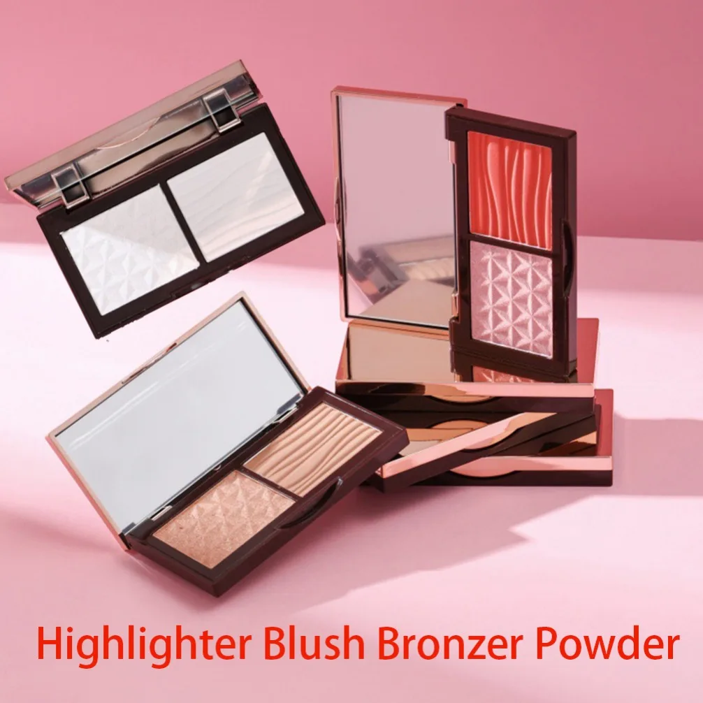 

Private Label Custom Logo Two Tone Highlighter Blush Bronzer Powder Compact Vegan Makeup Wholesale Natural Long-lasting Powder