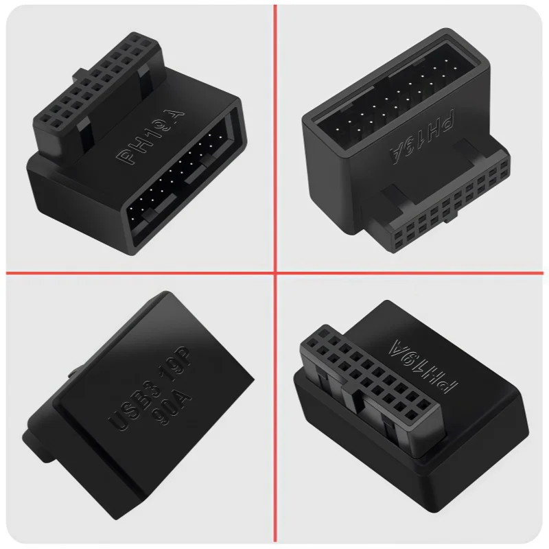 1pcs Computer Motherboard Header Adapter Connector USB 3.0 19Pin 90 Degree Desktop Converter Desktop Computer Accessories