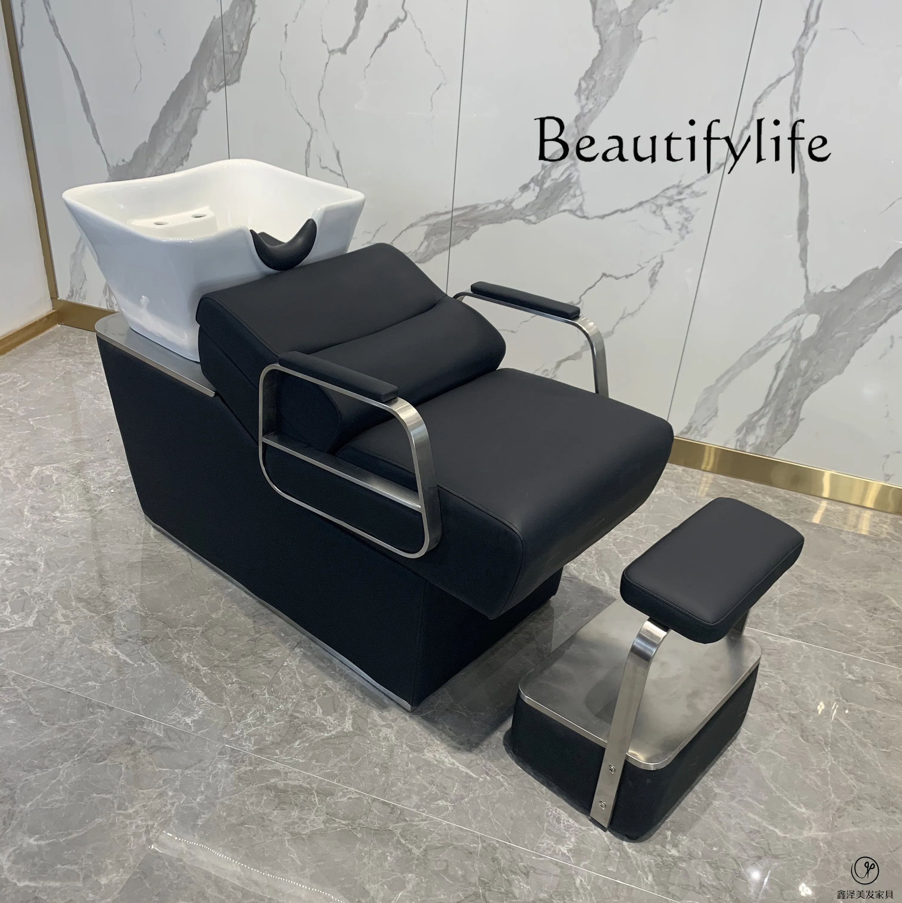 Hair Salon for Hair Salon Shampoo Chair Lying Half Salon Bed Simple Modern Barber Shop Flushing Bed