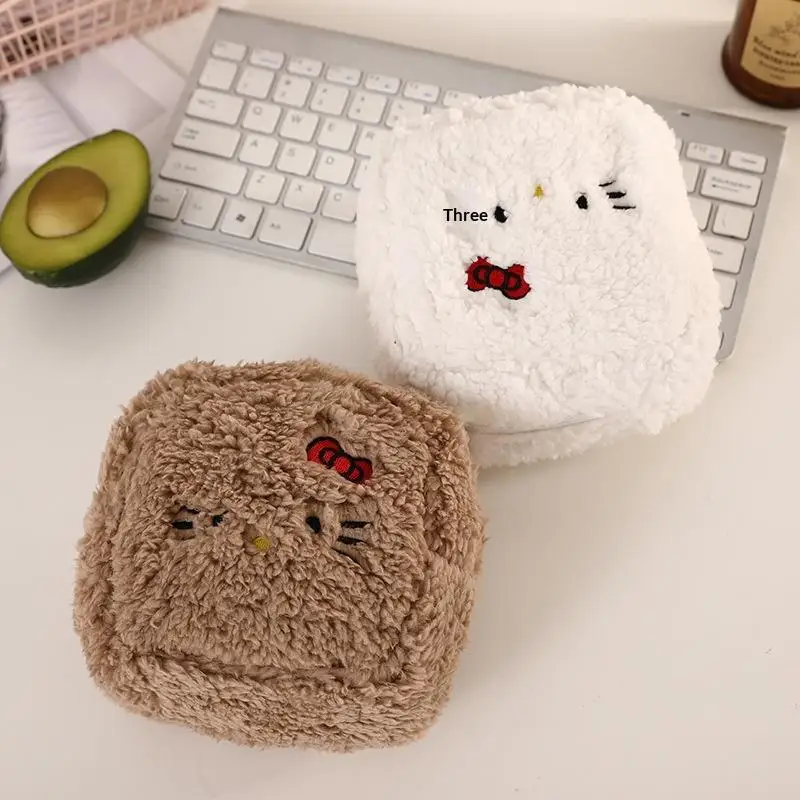 Leuke Cartoon Lam Bont Sanrio Hello Kitty Portemonnee Kawaii Draagbare Diverse Opbergtas Hoofdtelefoon Tas Mond Rode Envelop