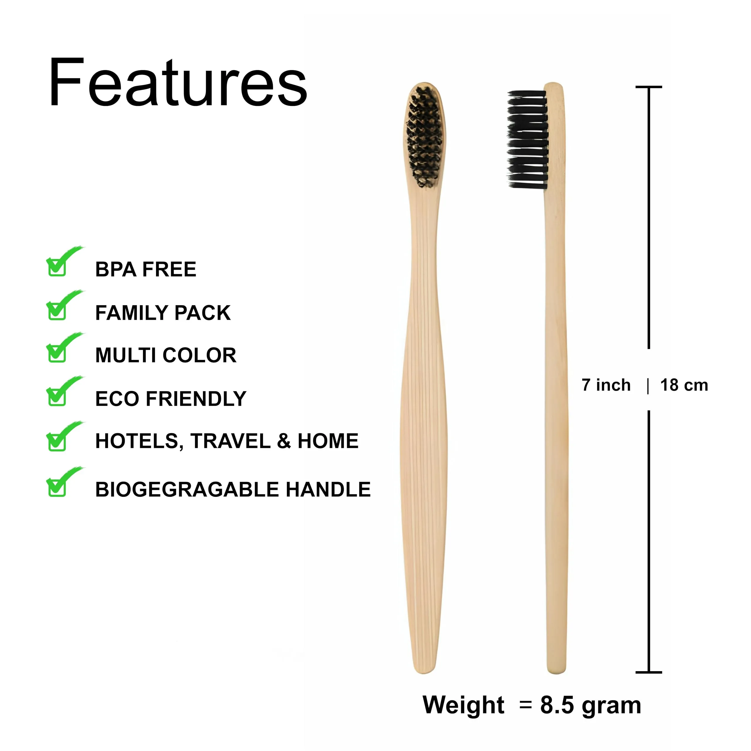 Bamboo Toothbrushes (50 Pack) | BPA Free Soft Bristles Tooth Brush, Eco Friendly Multi-Color Bristle Wood Tooth Brushes