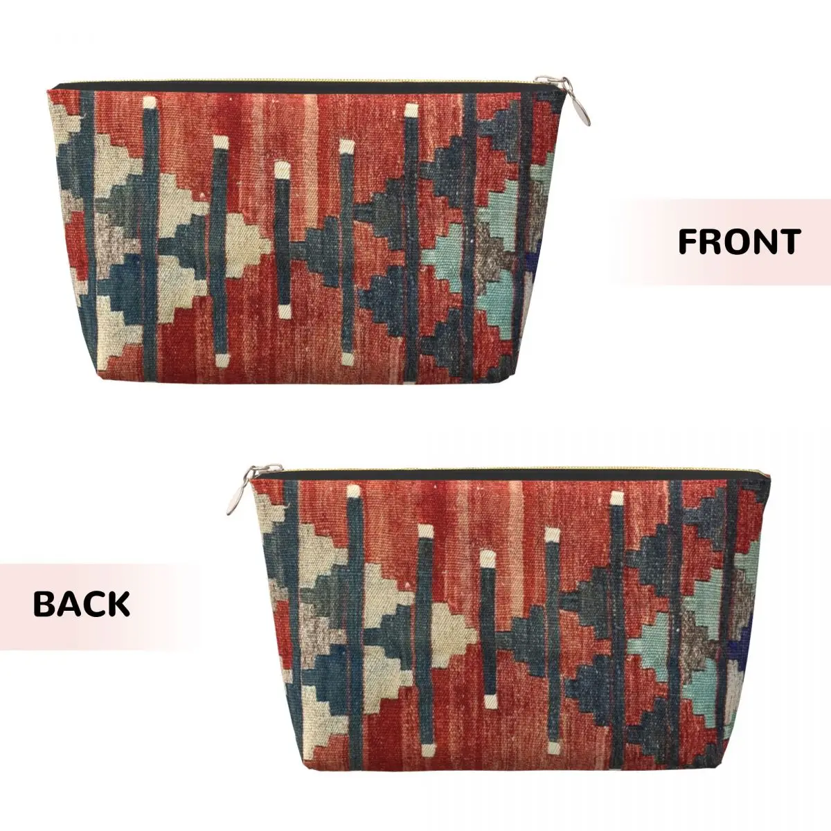 Custom Antique Persian Tribal Turkish Kilim Toiletry Bag Bohemian Ethnic Art Cosmetic Makeup Organizer Lady Beauty Storage