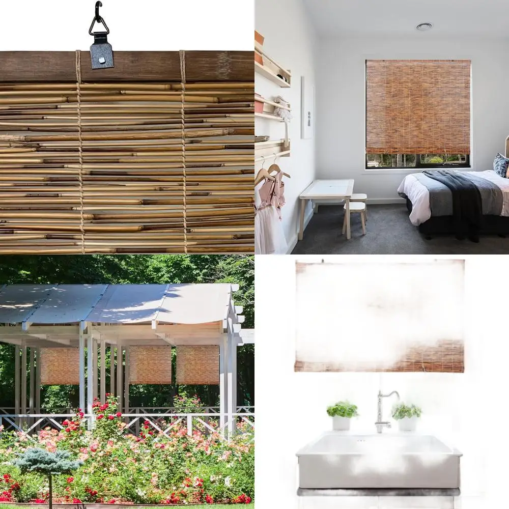 

Cordless Bamboo Roman Shades, Light-Filtering, 60W x 72H, for Windows in Coffee