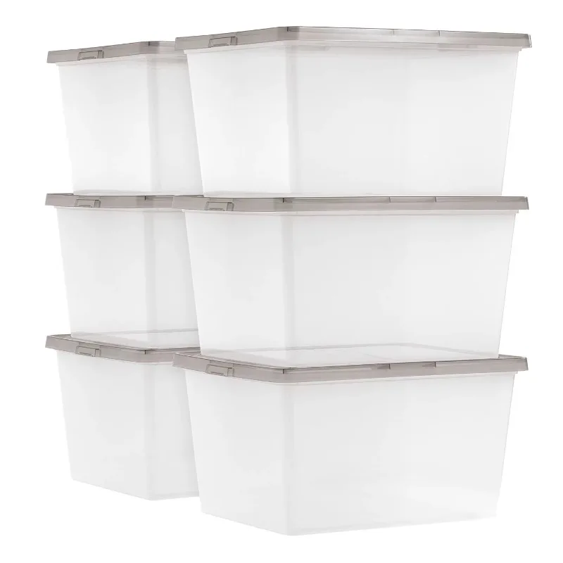 

24.5 Quart Snap Top Clear Plastic Storage Box, Set of 6 storage storage organizer organizer box storage box