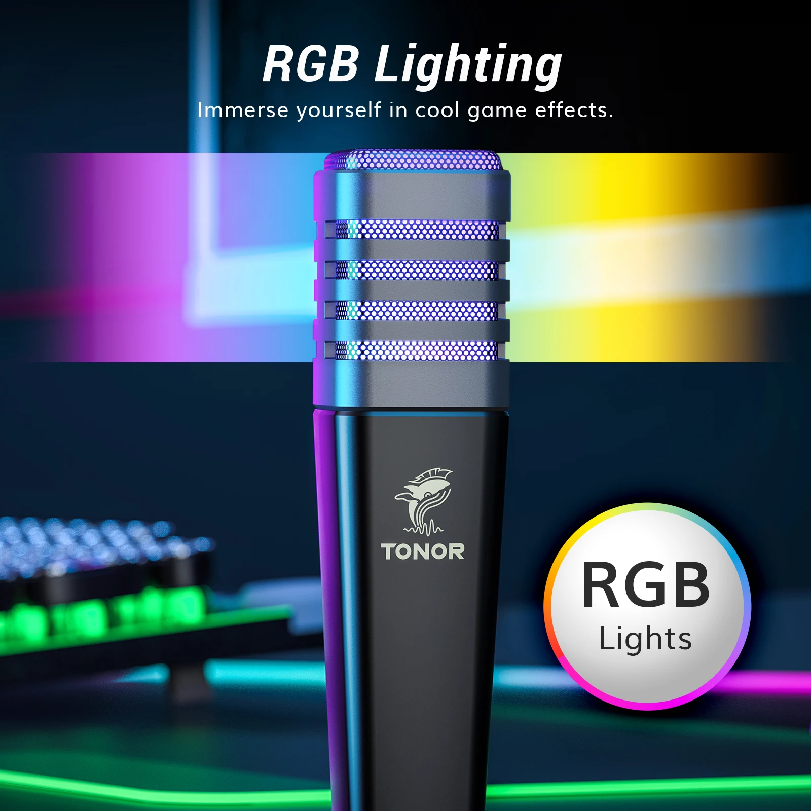 ميكروفون RGB USB TC30، ميكروفون للكمبيوتر الشخصي بمكثف قلبي مع حامل ثلاثي القوائم، وفلتر منبثق وحامل للصدمات للبث على الكمبيوتر/الكمبيوتر المكتبي #3