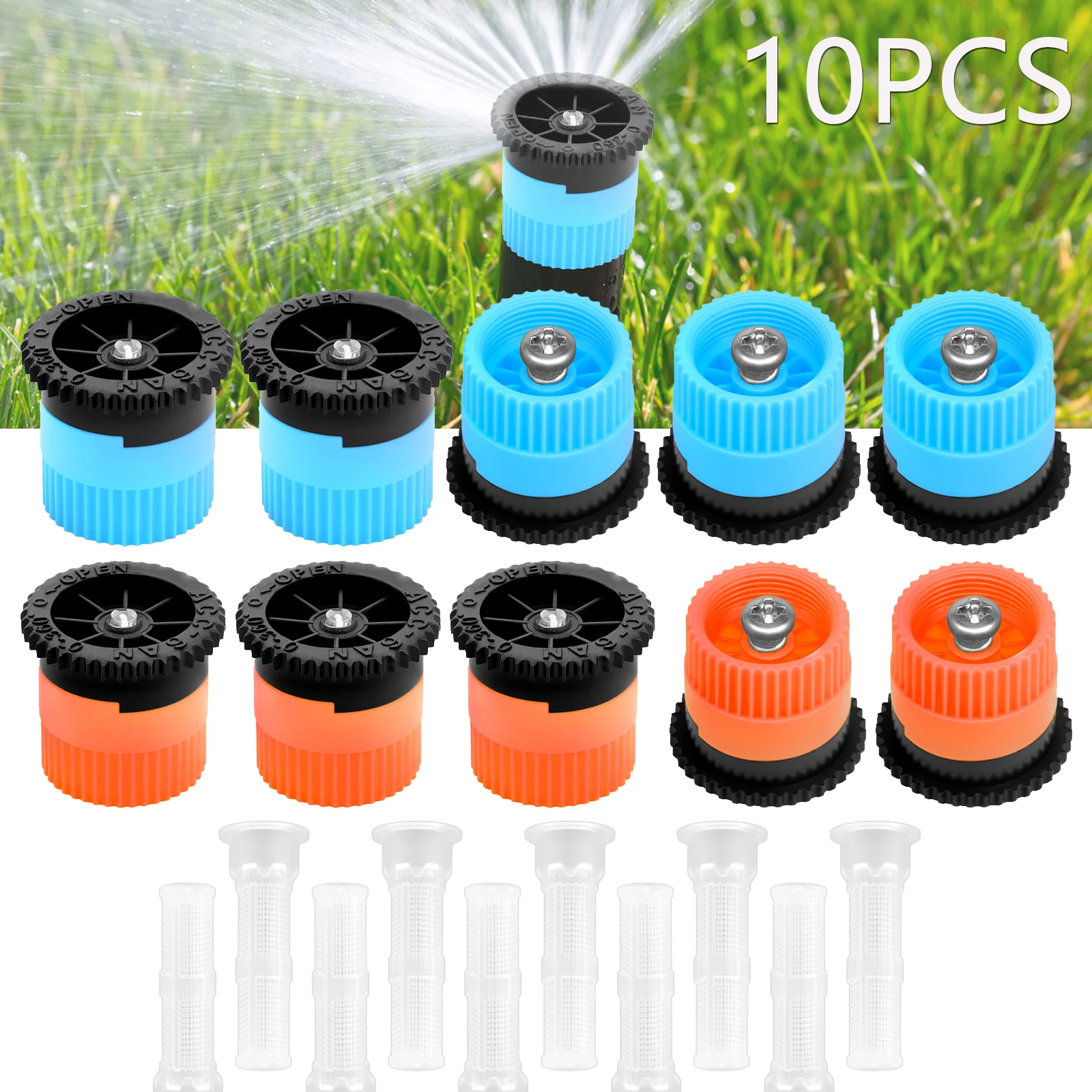 

10Pcs Variable Arc Nozzle Sprinkler Heads Replacement Fit for Pop Up Sprinklers Adjustable 0° - 360°for Garden Lawn Irrigation