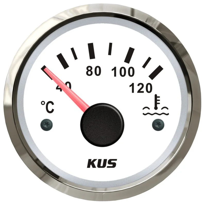 KUS 52mm Pointer Type Water Temp Gauges 40-120 Degreee Motorcycle Water Temperature Meters 12v/24v for Car Boat Truck Vessel Rv