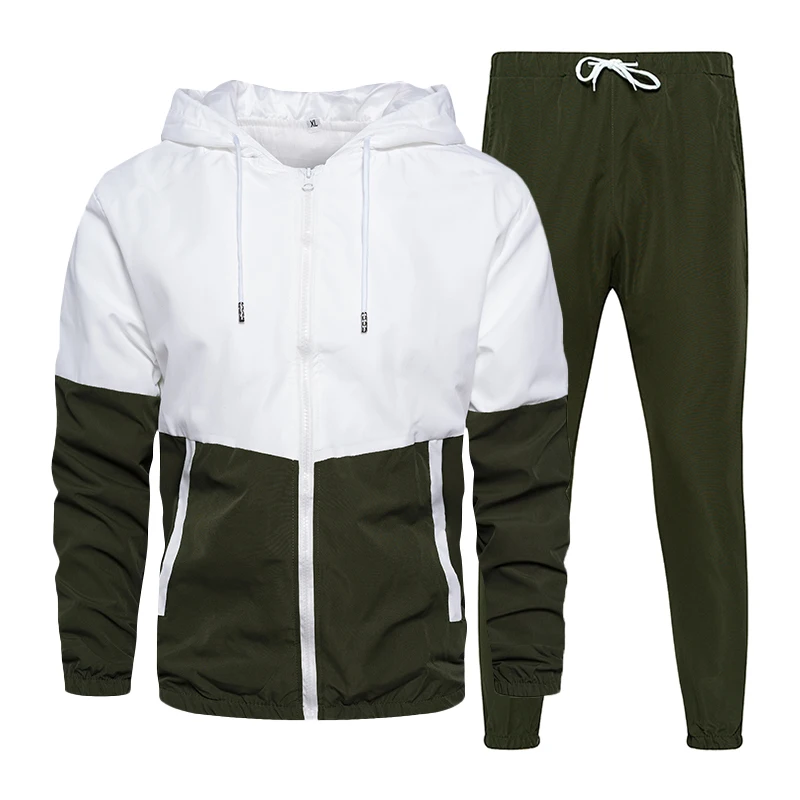 

Spring Autumn Men Tracksuit Casual Set Male Joggers Hooded Sportswear Jackets+Pants 2 Piece Sets Hip Hop Running Sports Suit 5XL