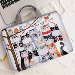 1-piece set, laptop bag with cat pattern printed on it, briefcase, suitable for 14 inch laptops, fixed laptop bag