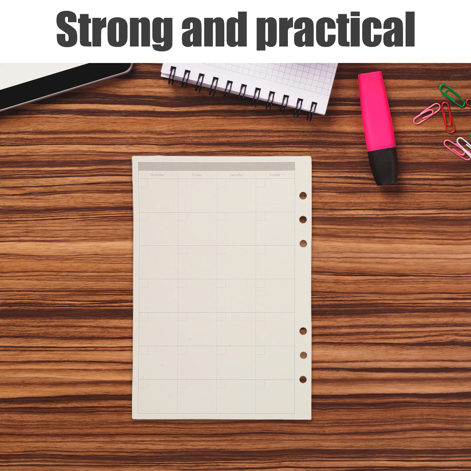 3 كتب A5 6 فتحات مخطط إعادة تعبئة الورق اليومي الأسبوعي الشهري مخطط إدراج صفحات الموثق أوراق فضفاضة مبطنة لمدرسة العمل #4