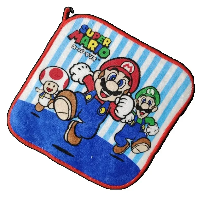 Toalla cuadrada pequeña de Anime Super Mario Bros para bebé, 15x15CM, toalla seca a mano para niños, pañuelo, toalla facial absorbente portátil para niños