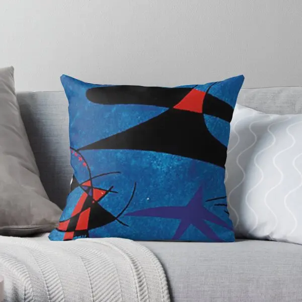 Joan Miro Abstract Painting On Blue  Printing Throw Pillow Cover Fashion Throw Square Home Bedroom Pillows not include One Side