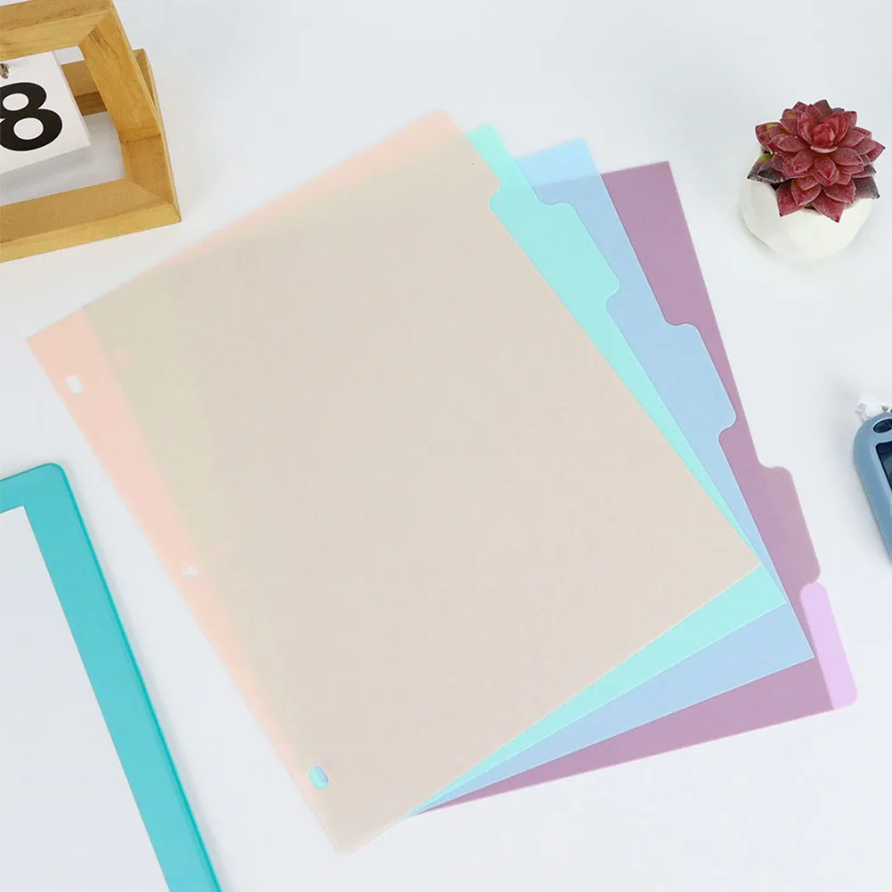 

1Set Binder Dividers A4 Size Frosted Plastic Multi-Tab Separators Journal Inserts for Office School File Organization Planner