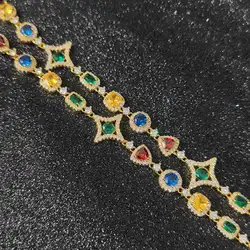 Luxury Necklaces 18k Gold Plated Rainbow Zircon Necklace Trendy Clavicle Chain Fashion Jewelry For Women Birthday Gift