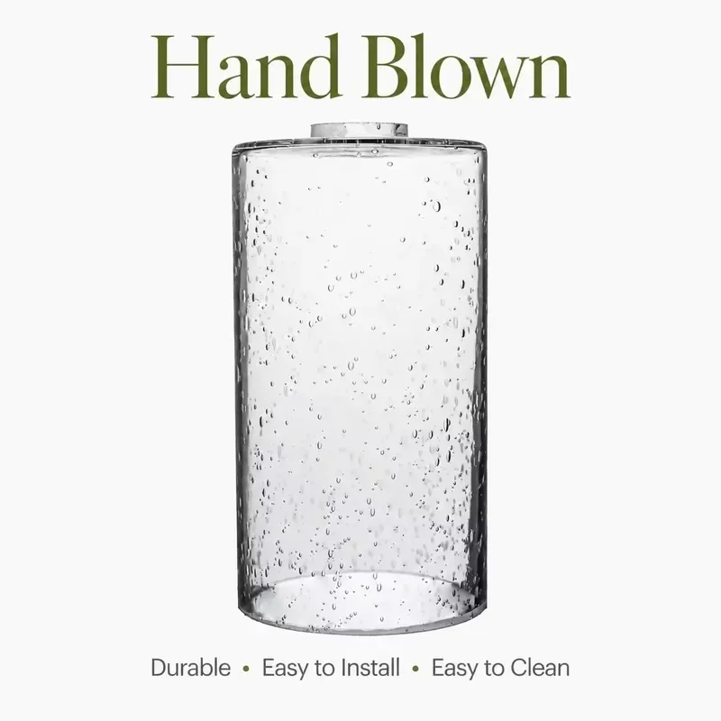 Soft Shiny Light Diffusing Bubble Glass Cylindrical Lampshade Hand Blown Artwork for Home Decoration Lighting Upgrade