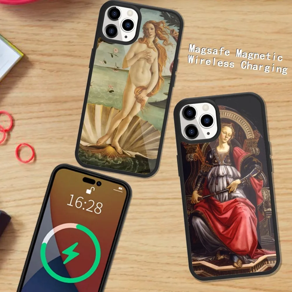 Sandro Botticelli Art Phone Case Magsafe Magnetic For iPhone 15 14 13 12 11 Plus Pro Max Wireless Charging