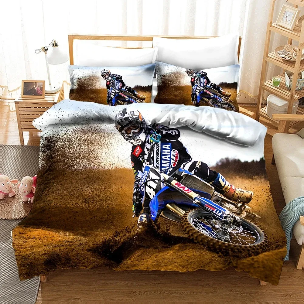 

3D Print Motorcycle Motocross Boy Bedding Set Duvet Cover Bed Set Quilt Cover Pillowcase Comforter king Queen Size Boys Adult