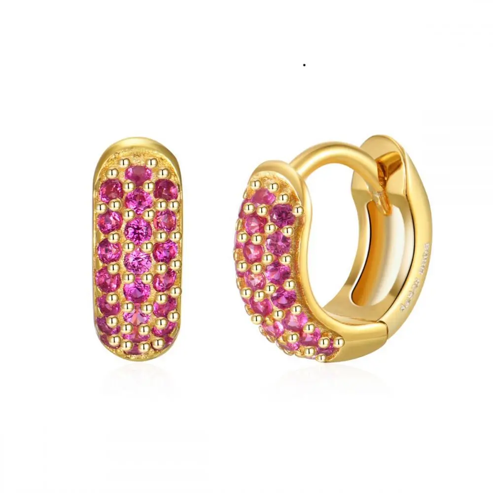 Luxury Stud Earrings For Women Ear Cuffs Colorful Zircon Dangle Hoop Earrings Fashion Party Jewelry Wholesale