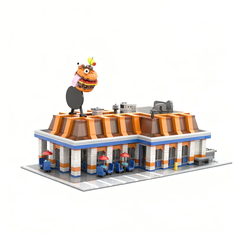 3656pcs MOC Full Size Durr Burger Restaurant Modular Streetscape Model Building Blocks Toy Architecture Christmas Gifts Idea DIY